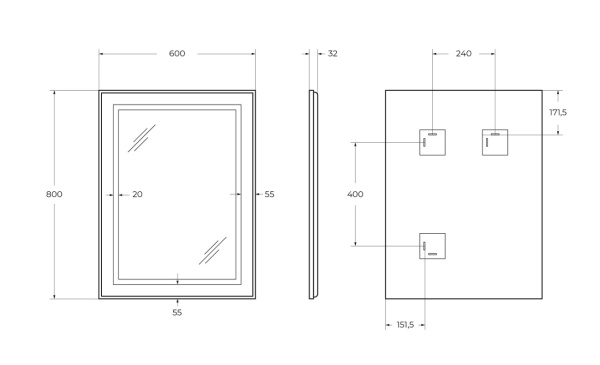 Зеркало с подсветкой и сенсорным выключателем BelBagno SPC-KRAFT-600-800-SENS-AL 60x80 сатин фото