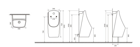 Писсуар сенсорный CeramaLux x577p слив в стену фото