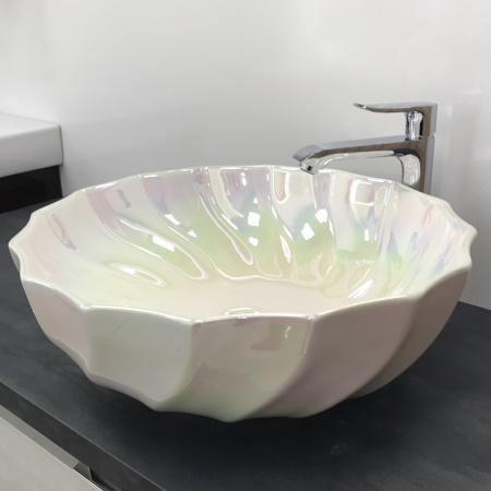 Накладная раковина CeramaLux NC 423 46х46 перламутр фото