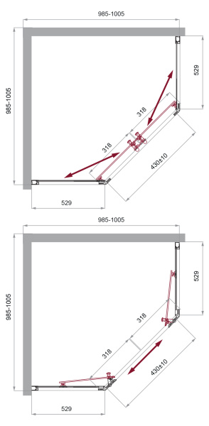 Душевой уголок BelBagno UNO-195 UNO-195-P-2-100-C-Cr фото