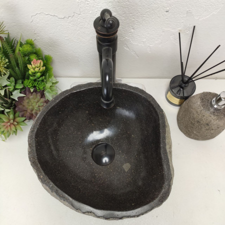 Накладная раковина из речного камня RS01447 (37*35*15) фото