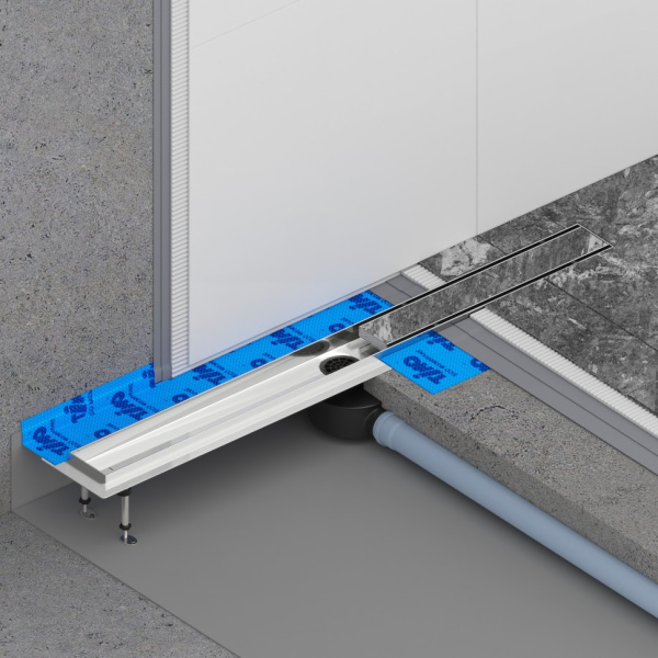 Душевой лоток Timo Drain System 100 DS230210/01 с двусторонней панелью под плитку, цвет сатин фото