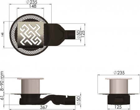 Душевой трап Berges Wasserhaus Platz Antik 092161 15 см фото