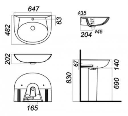 Подвесная раковина Sanita luxe Classic CLCSLWB01 фото