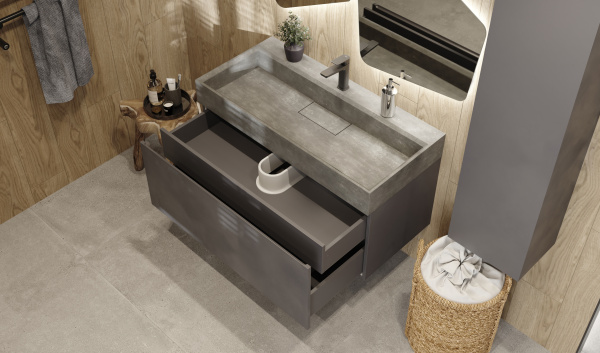 Тумба с раковиной Raval Facet Fac.01.100/P/A/RL 100 см антрацит фото