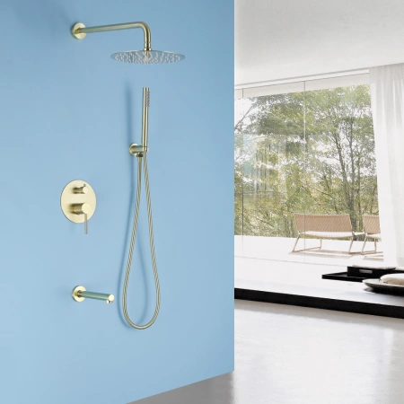Душевая система скрытого монтажа Abber Emotion AF8817G матовое золото фото