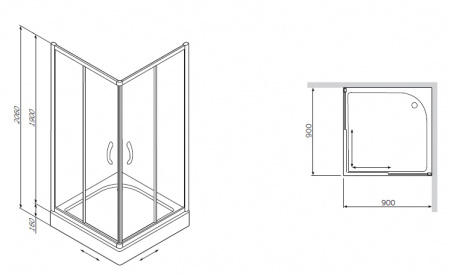 Душевой уголок Am.Pm Bliss L Square Slide W53E-303-090MT 90х90 фото
