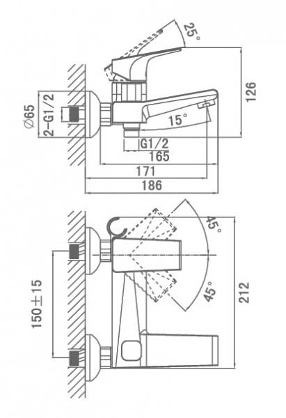 Смеситель для ванны с душем D&K Hertz Rhein DA1293201 фото
