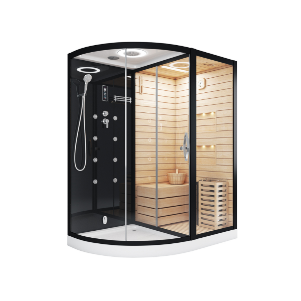 Душевая кабина с сауной Cerutti SPA Lugano Nero R Black CT8344 180x110 фото
