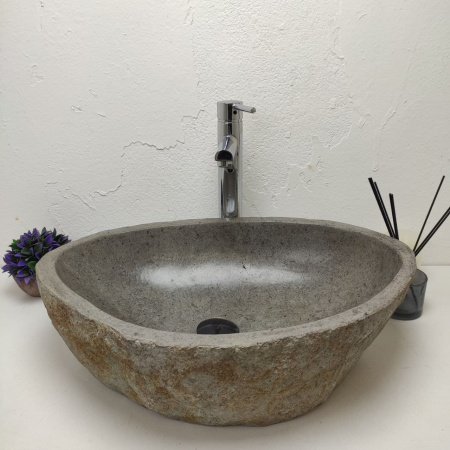 Накладная раковина из речного камня RS01182 (56*40*15) фото