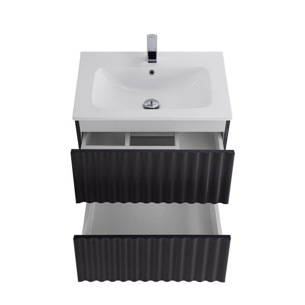 Тумба под раковину Art&Max Elegant AM-ELEGANT-600-2C-SO-GM-LED серая матовая / с подсветкой фото