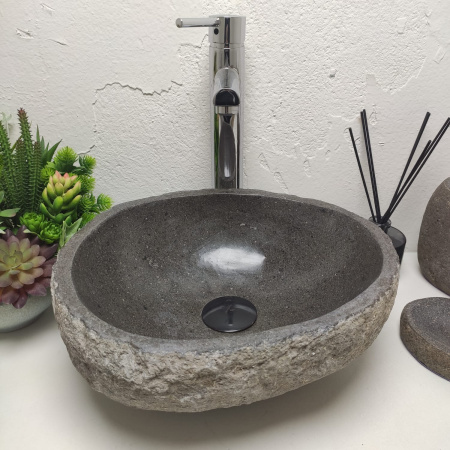 Накладная раковина из речного камня RS01324 (37*31*15) фото