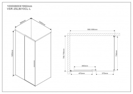 Душевой уголок Vincea Slim VSR-2SL8010CL-L 100x80 фото