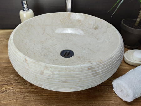 Раковина из мрамора Indo Donut Cream Allur Medium DM-00155 фото