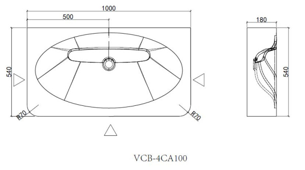Раковина Vincea Caprise VCB-4CA100MWLG белый матовый / светло-серый матовый фото