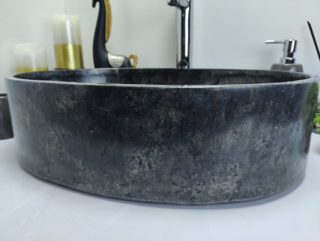 Раковина из мрамора Indo Oval Black Tin Lip MO-00352 фото