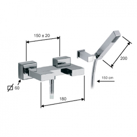 Смеситель для ванны с душем Daniel Twin W4433A фото