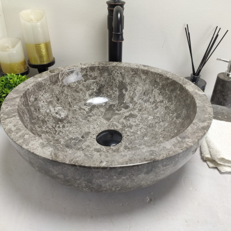 Накладная раковина из мрамора Bowl Grey Medium BM-00577 (3cm) (45*45*17см) фото