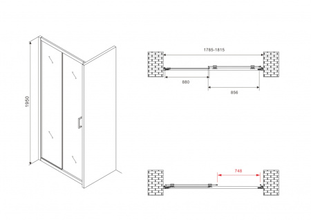 Душевая дверь ABBER Schwarzer Diamant AG30180B 180 см фото