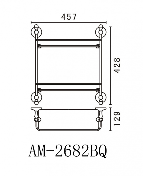 Двойная стеклянная полка Art&Max Antic Crystal AM-E-2682BSJ-Do золото фото