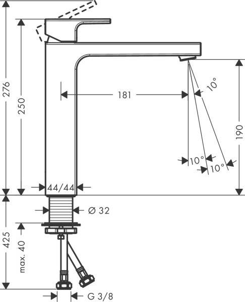 Высокий смеситель для раковины Hansgrohe Vernis Shape 71591000 хром фото