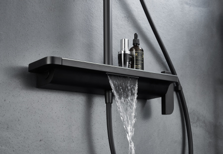 Душевая стойка с тропическим душем Savol SK-H3145H черная матовая фото