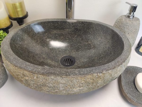 Накладная раковина из речного камня RSM0637 (40*32*15) фото