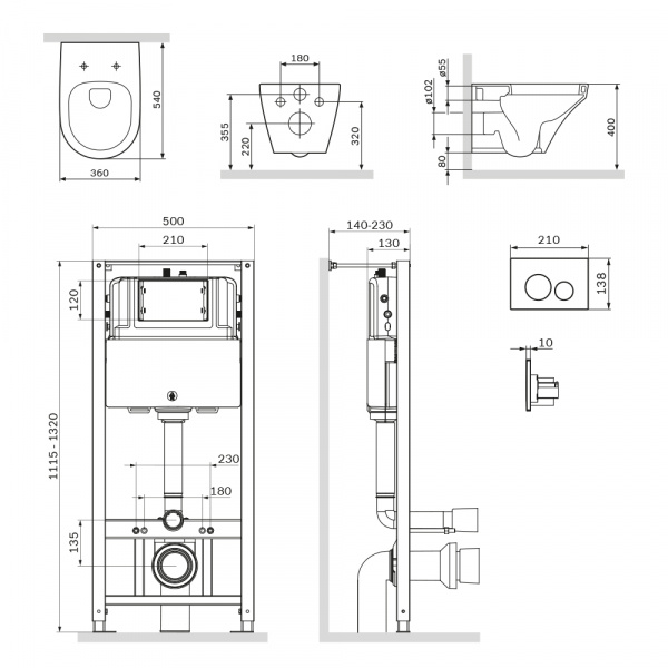 Комплект: инсталляция с унитазом и клавишей AM.PM Inspire IS49051.501700 фото