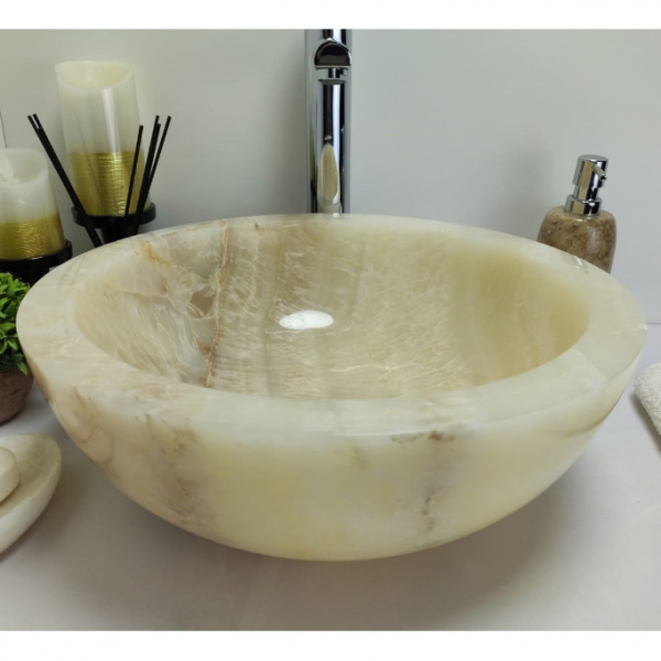 Накладная раковина из оникса Indo Bowl Yellow Small  BO-00370 фото