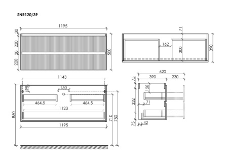 Тумба под раковину Sancos Snob R SNR120/39W Bianco фото