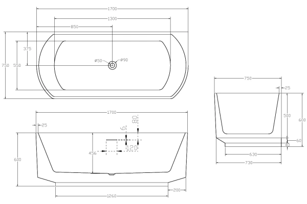 Ванна акриловая Abber AB9488-1.7 170x75 фото