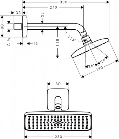 Верхний тропический душ Hansgrohe Raindance Е Air 1jet 240 27370000 фото