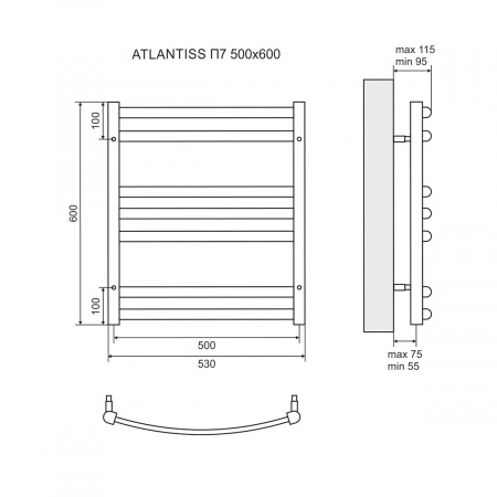 Полотенцесушитель электрический Lemark Atlantiss LM32607REBL 50x60 L/R фото