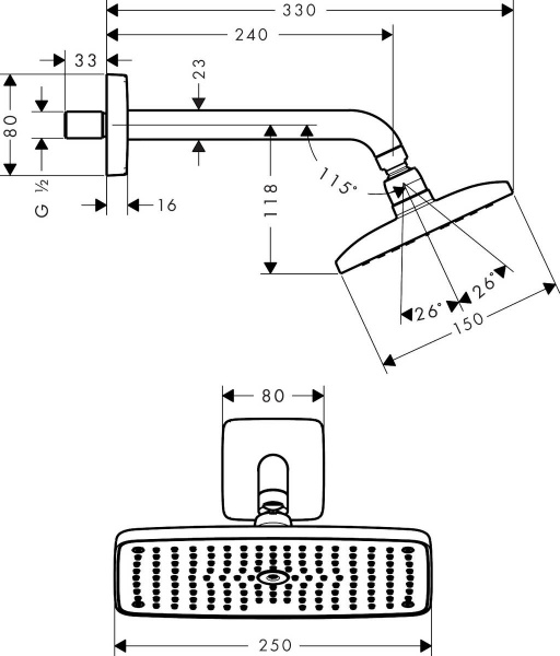 Верхний тропический душ Hansgrohe Raindance Е Air 1jet 240 27370000 фото