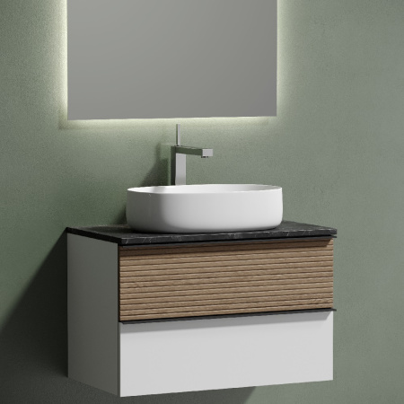 Тумба под раковину Sancos Delta DL80W дуб светлый/белый фото