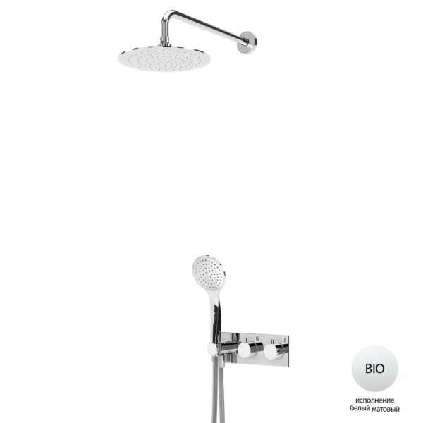 Душевая система скрытого монтажа с термостатом Cezares CZR CZR-B-VDIM-T-BIO Белая матовая фото
