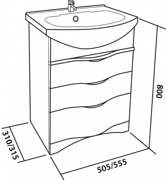 Тумба напольная Bas Опера с раковиной Rosa Elegance 60 см фото