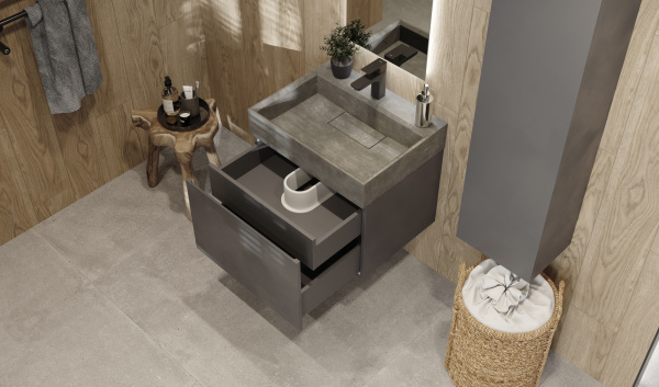 Тумба с раковиной Raval Facet Fac.01.60/P/A/RL 60 см антрацит фото