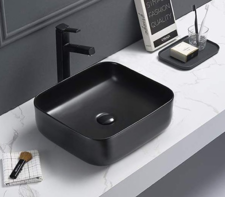 Накладная раковина CeramaLux NC 2106МВ 38x38 черная матовая фото