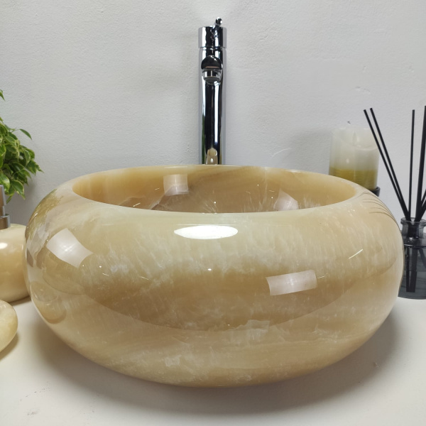 Накладная раковина из оникса Donut Yellow Small DO-00959 (40*40*15) фото