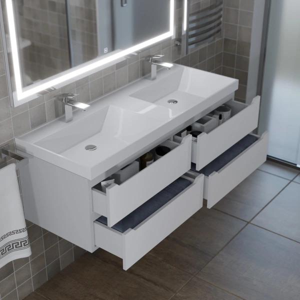 Тумба под двойную раковину Uperwood Tanos 120 2910203301 белая матовая фото