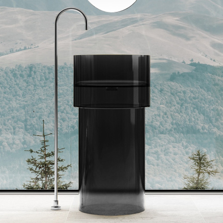 Напольная раковина из полиэфирной смолы Abber Kristall AT2701Onyx черная фото