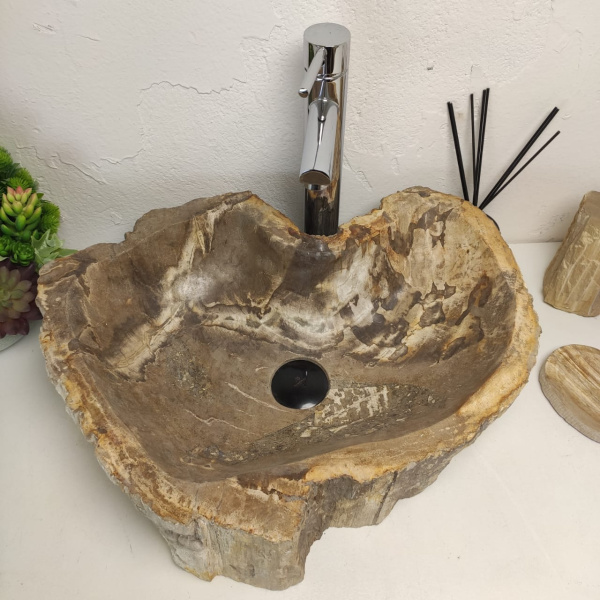 Накладная раковина из окаменелого дерева Fossil Basin OD-01369 (55*44*15) фото