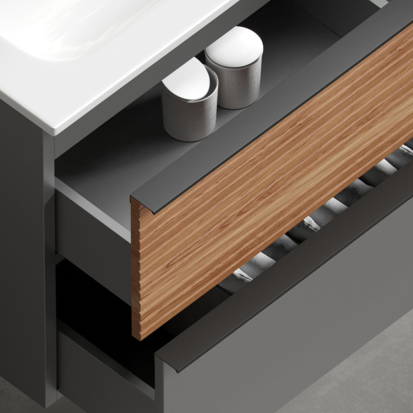 Тумба под раковину Sancos Delta DL100GR дуб красный/графит фото