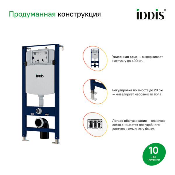 Инсталляция для подвесного унитаза Iddis Optima Home OPH00GCi32K с клавишей фото