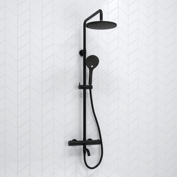 Душевая система (стойка) с термостатом WasserKRAFT Thermo A288.077.078.BM черная матовая фото