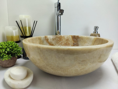 Накладная раковина из оникса Indo Bowl Yellow Small TinLip BO-00331 фото