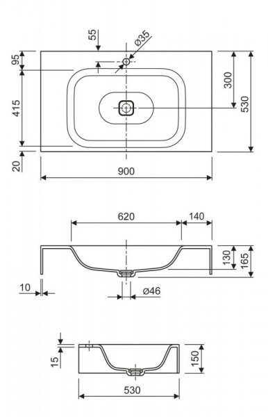 Подвесная раковина Cezares Titan TITAN-900-LVB-SOSPESO фото