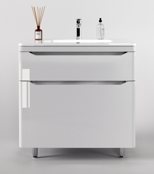 Тумба под раковину Style Line Марелла 80 Люкс Plus СС-00002402 белый глянец антискрейтч фото