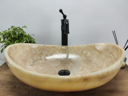 Накладная раковина из оникса Oval Yellow OO-01033 (55*38*19) фото